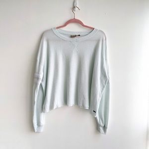 Harlow waffle knit cropped long sleeve oversized shirt Size M